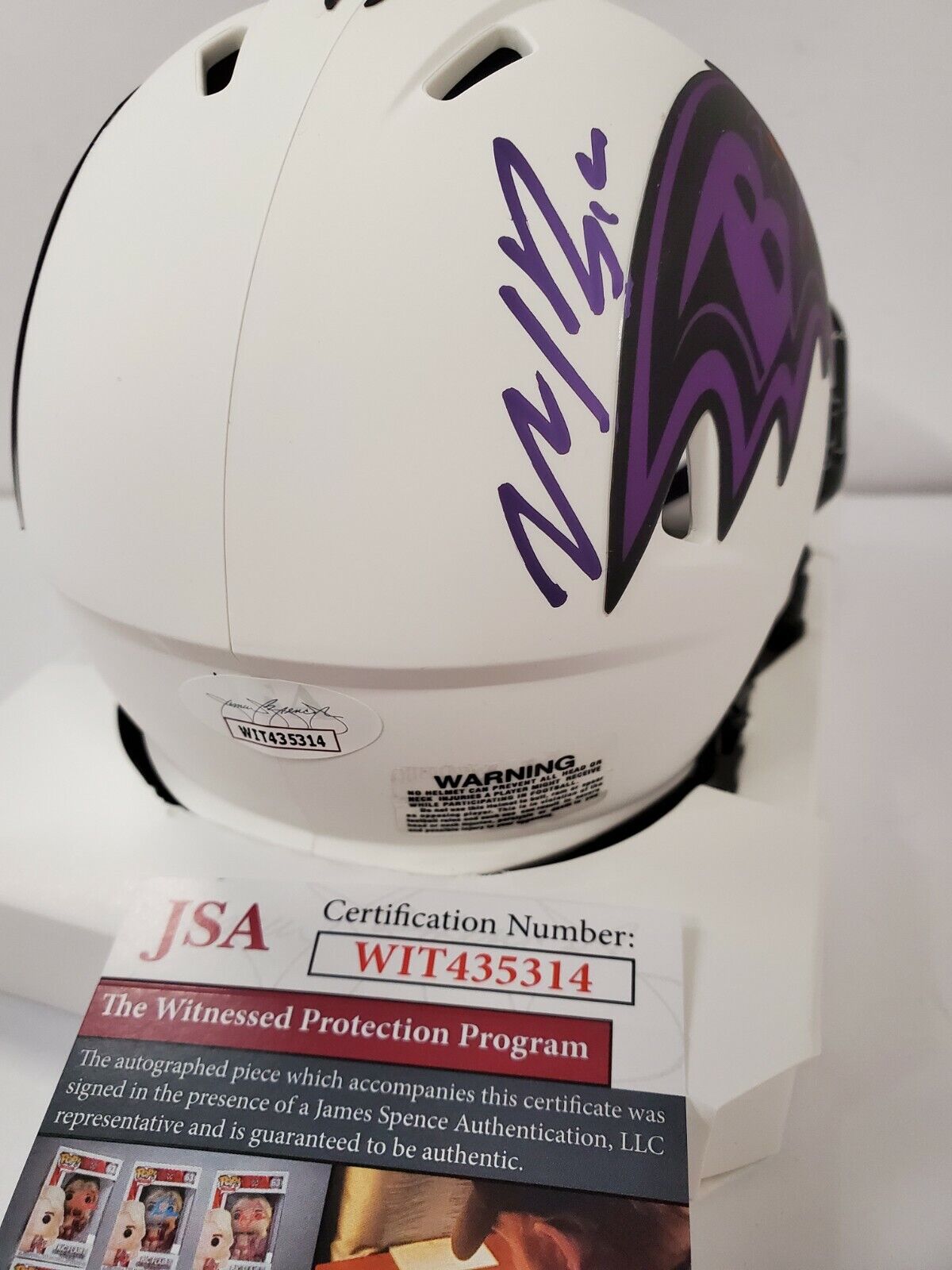 MVP Authentics Marquise Brown Autographed Baltimore Ravens Lunar Eclipse Mini Helmet Jsa Coa 152.10 sports jersey framing , jersey framing