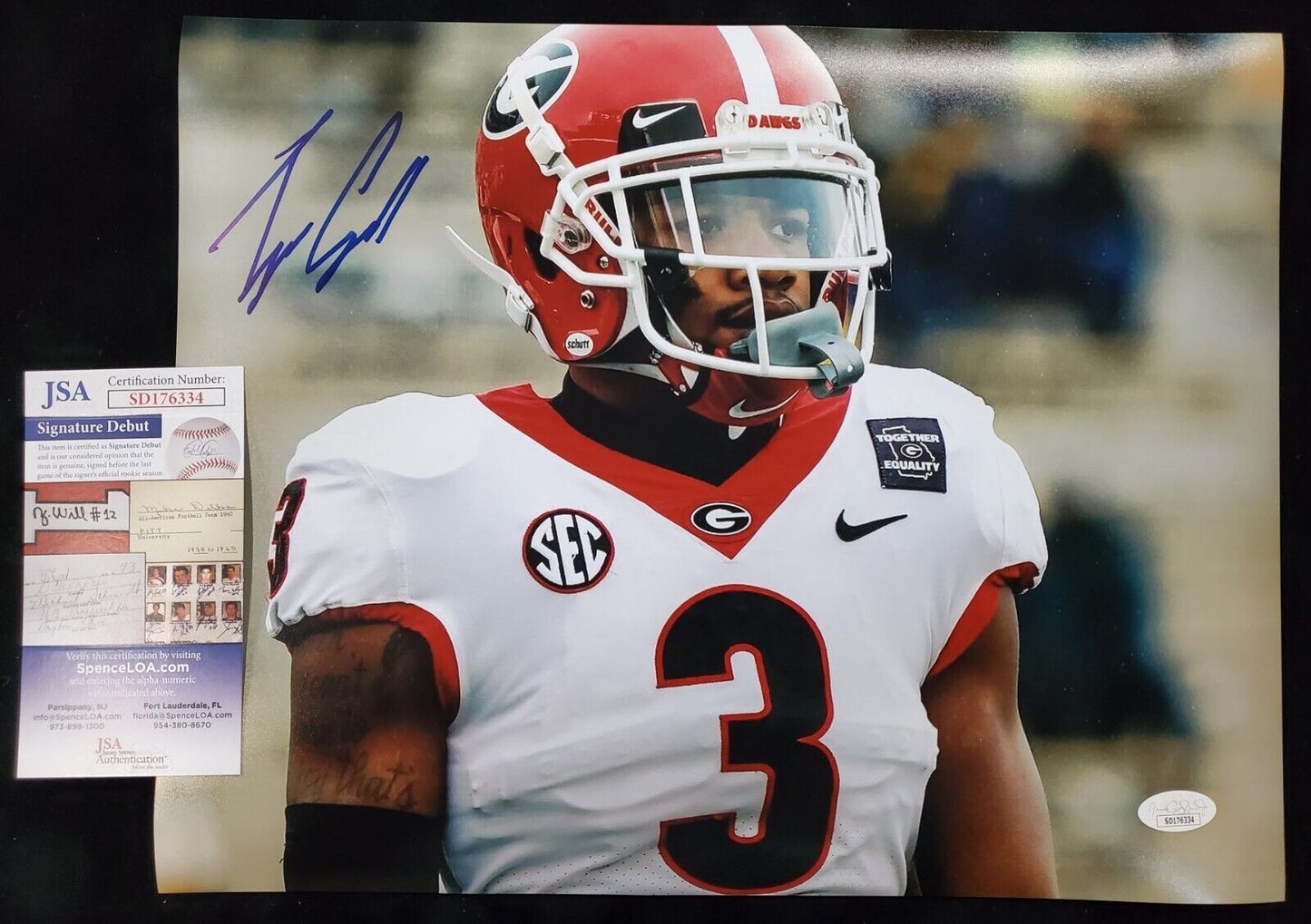MVP Authentics Georgia Bulldogs Tyson Campbell Autographed Signed 11X14 Photo Jsa Coa 58.50 sports jersey framing , jersey framing