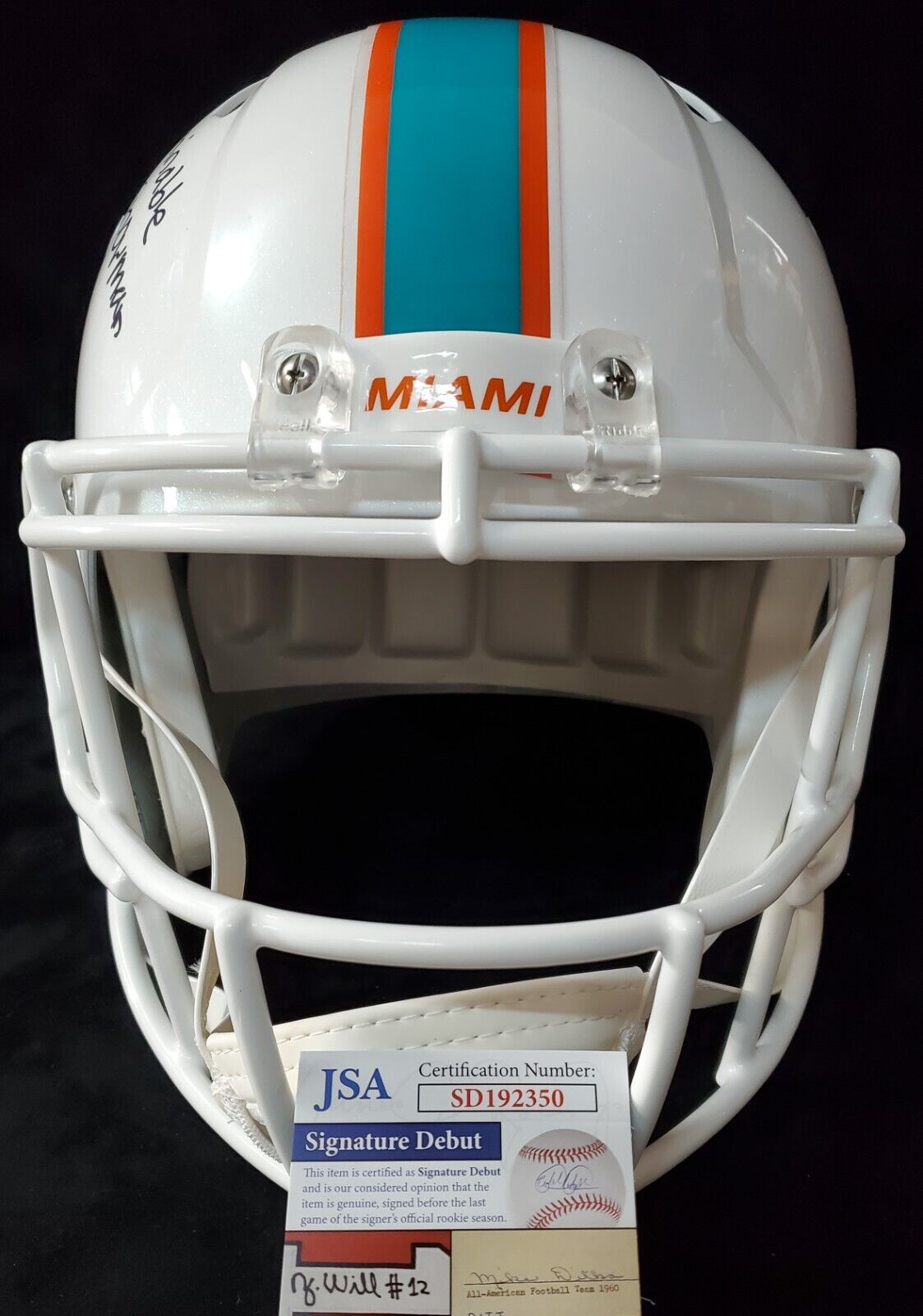 MVP Authentics Miami Dolphins Jevon Holland Signed Full Size Speed Replica Helmet Jsa Coa 297 sports jersey framing , jersey framing
