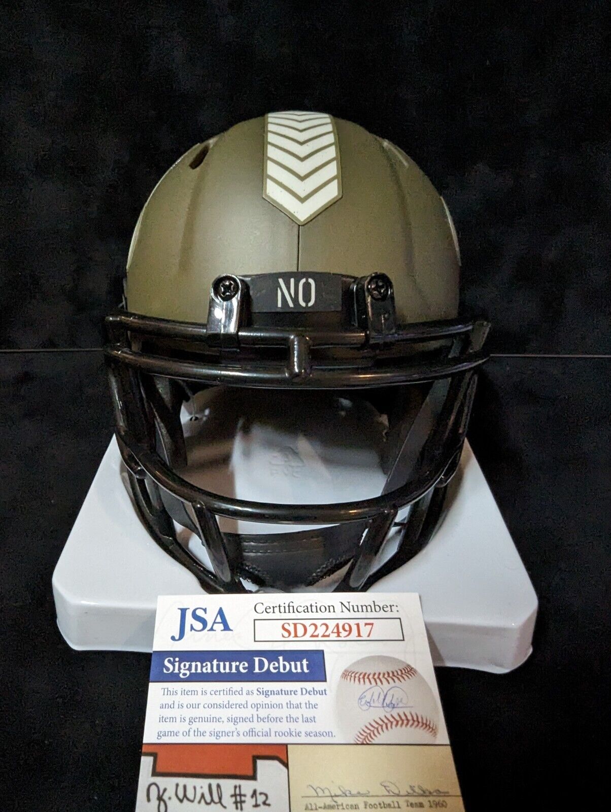 MVP Authentics New Orleans Saints Bryan Bresee Signed Salute To Service Mini Helmet Jsa Coa 99 sports jersey framing , jersey framing