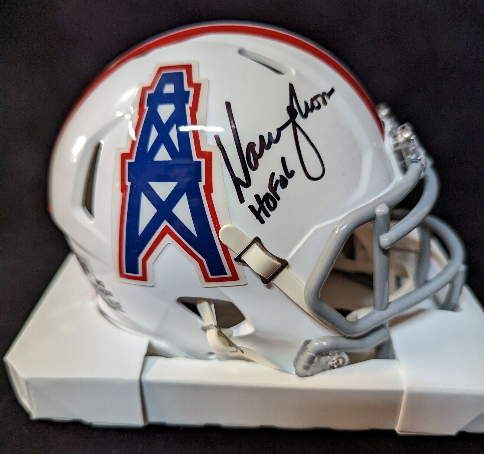 Warren Moon Autographed Signed Houston Oilers Throwback Mini Helmet HOF 06