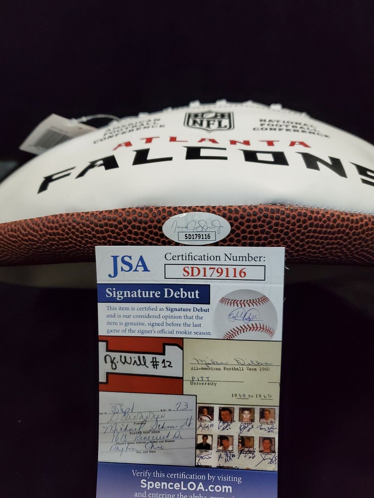 MVP Authentics Atlanta Falcons Frank Darby Autographed Signed Falcons Logo Football Jsa Coa 108 sports jersey framing , jersey framing