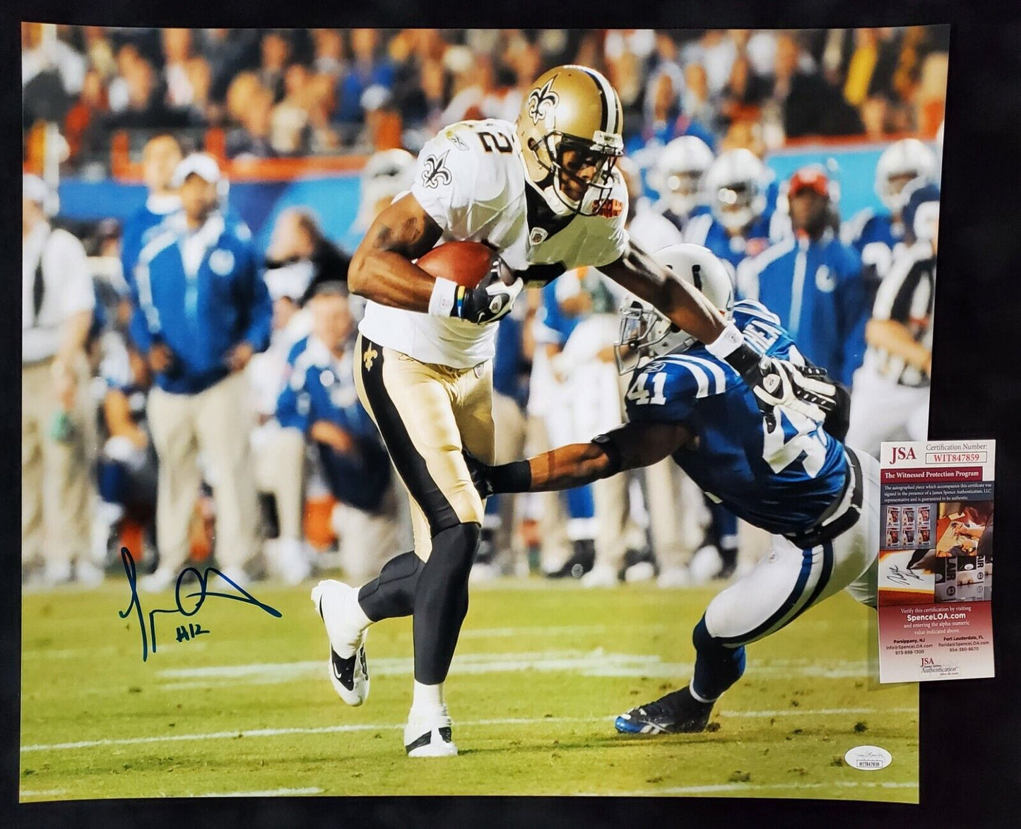 MVP Authentics New Orleans Saints Marques Colston Autographed 16X20 Photo Jsa Coa 107.10 sports jersey framing , jersey framing