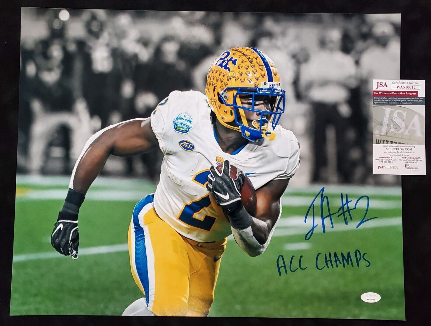 MVP Authentics Pitt Panthers Israel "Izzy" Abanikanda Signed Inscribed 16X20 Photo Jsa Coa 72 sports jersey framing , jersey framing