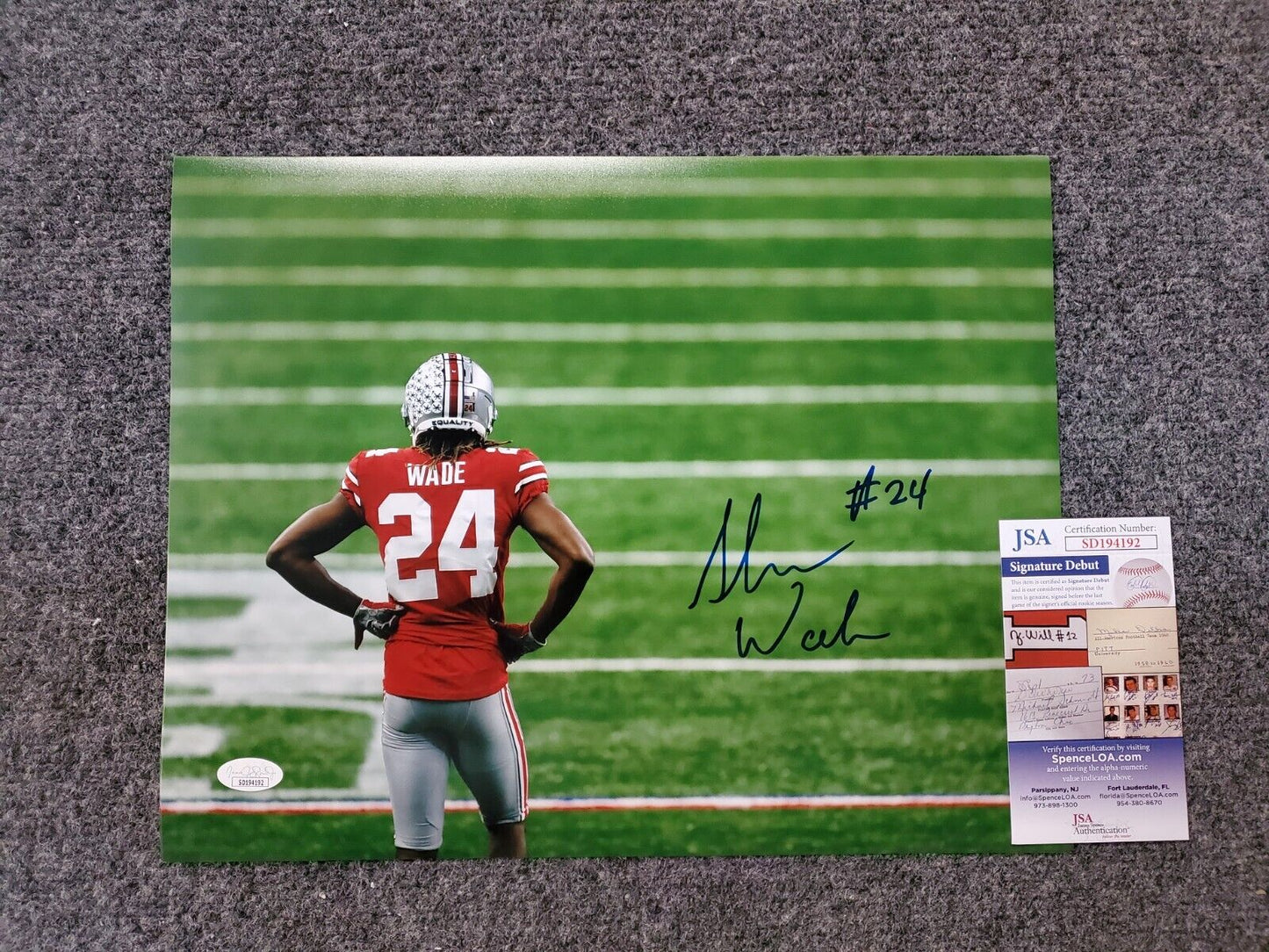 MVP Authentics Ohio State Buckeyes Shaun Wade Autographed 11X14 Photo Jsa Coa 72 sports jersey framing , jersey framing