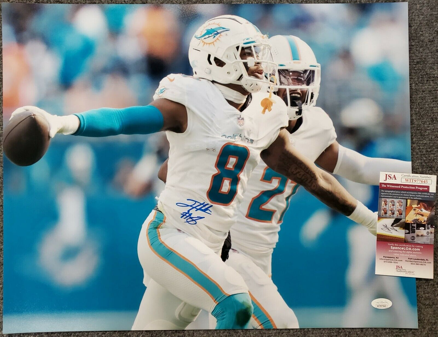 MVP Authentics Miami Dolphins Jevon Holland Autographed Signed 16X20 Photo Jsa Coa 99 sports jersey framing , jersey framing