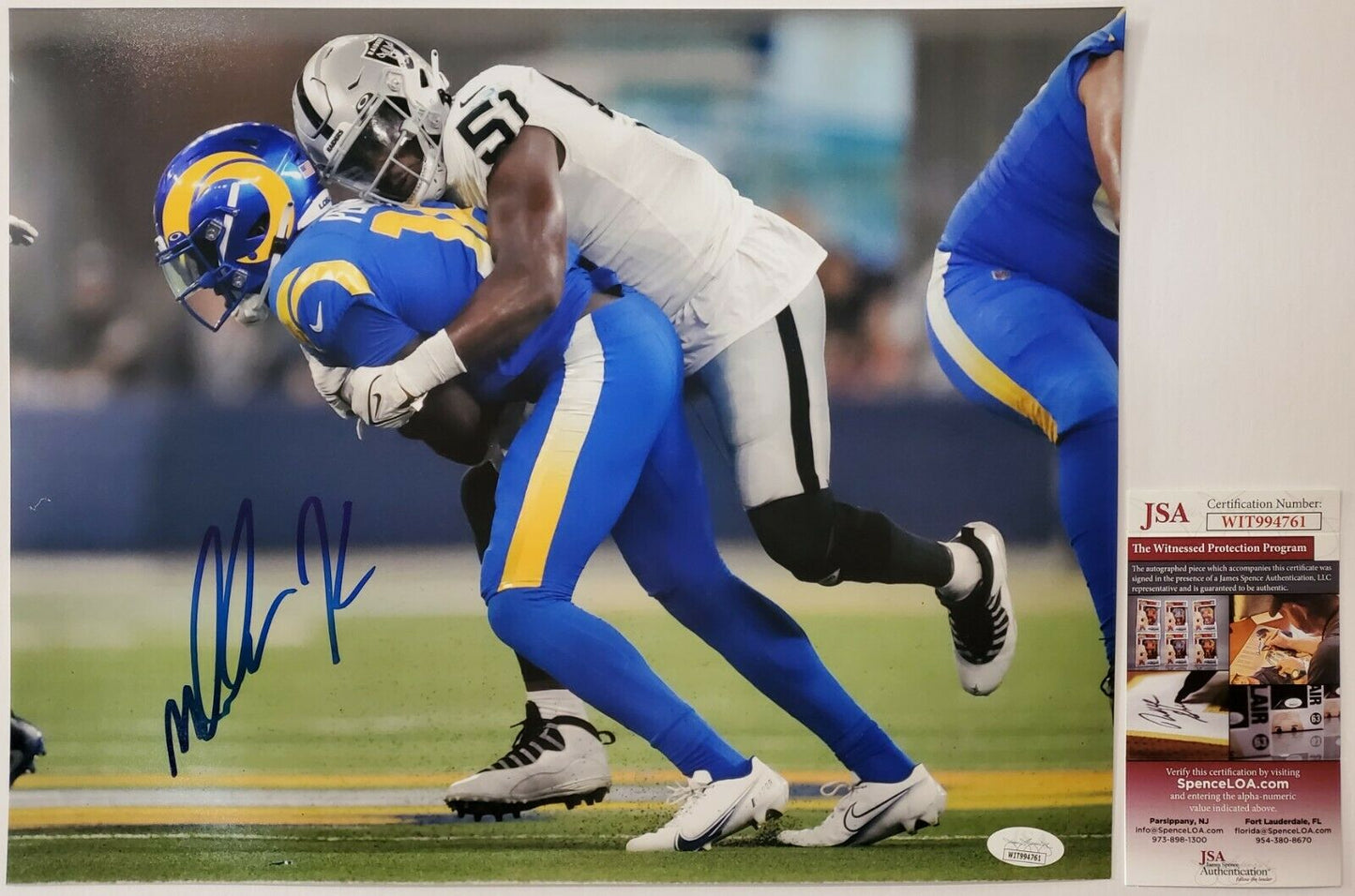 MVP Authentics Las Vegas Raiders Malcolm Koonce Autographed 11X14 Photo Jsa Coa 63 sports jersey framing , jersey framing