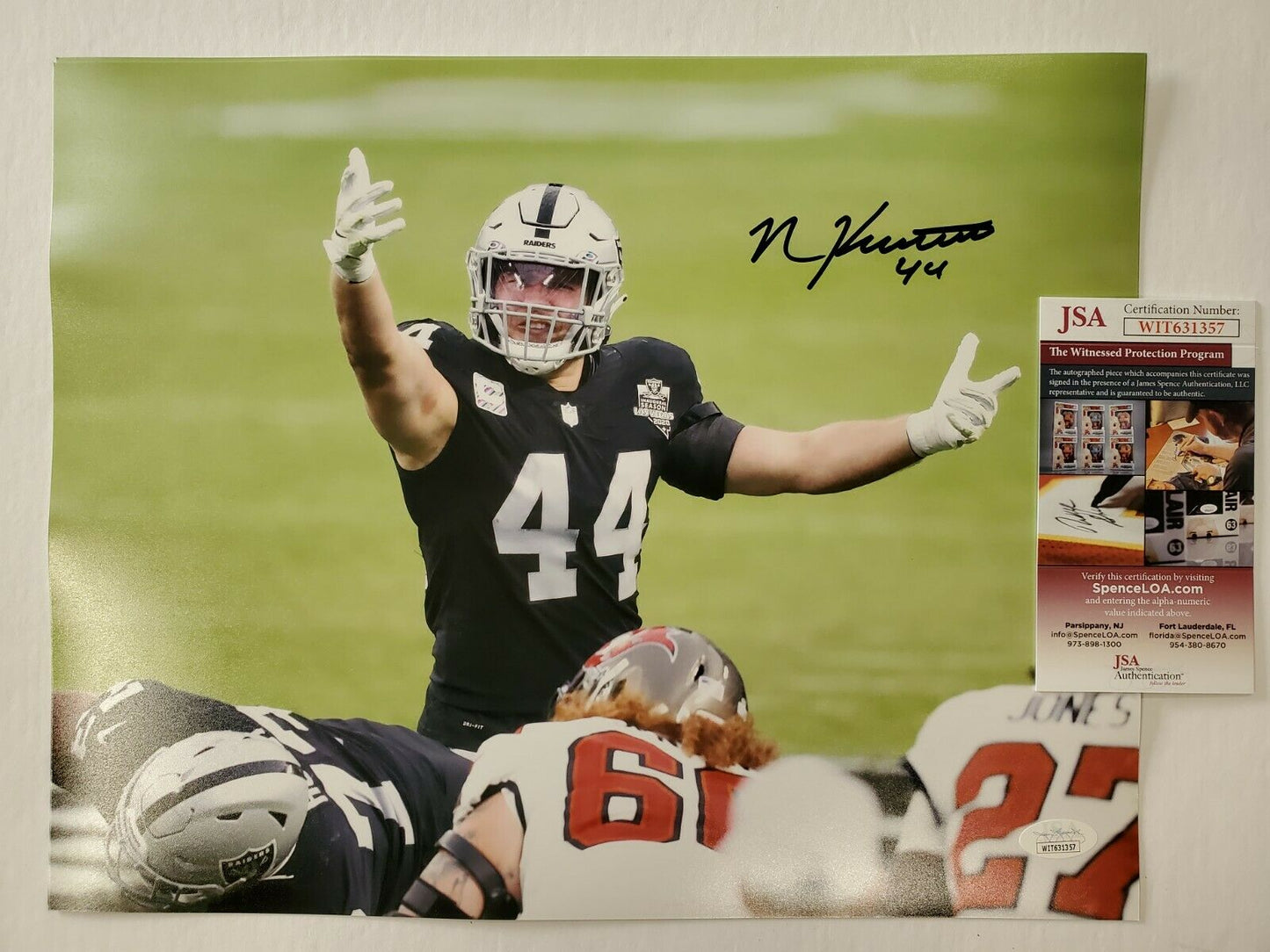 MVP Authentics OAKLAND RAIDERS NICK KWIATKOSKI AUTOGRAPHED 11x14 PHOTO JSA COA 62.10 sports jersey framing , jersey framing