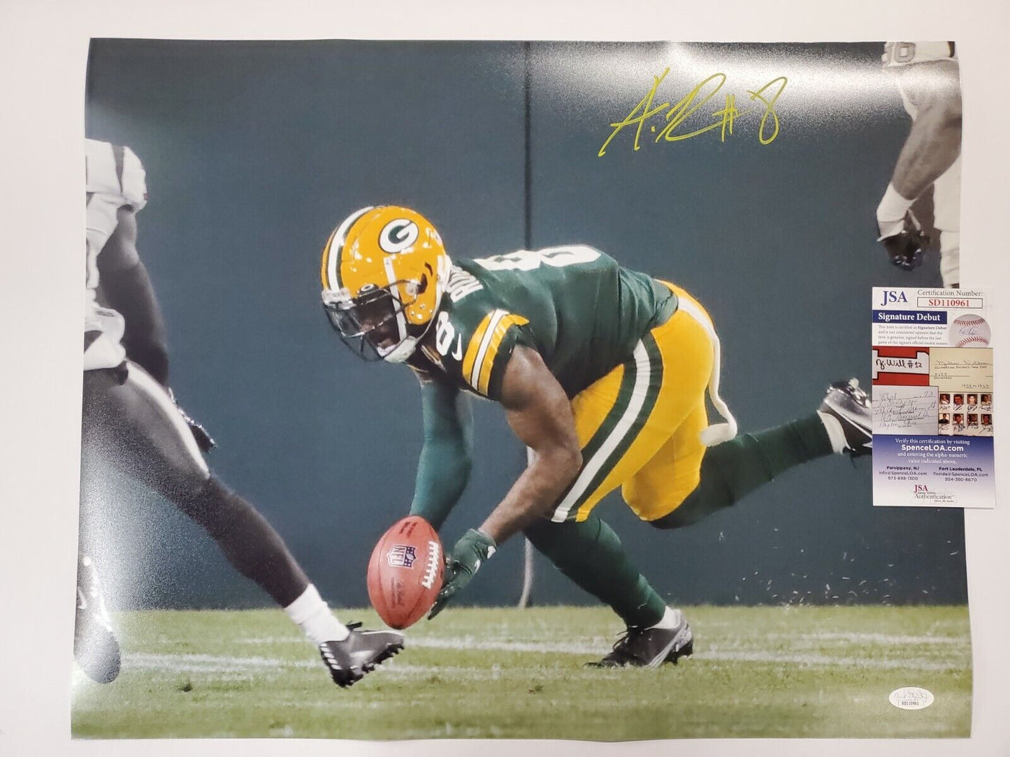 MVP Authentics Green Bay Packers Amari Rodgers Autographed 16X20 Photo Jsa Coa 89.10 sports jersey framing , jersey framing