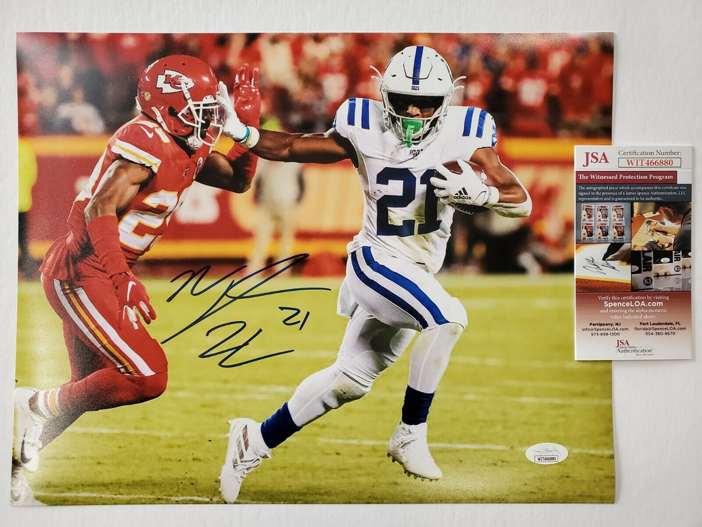 MVP Authentics Indianapolis Colts Nyheim Hines Autographed Signed 11X14 Photo Jsa Coa 71.10 sports jersey framing , jersey framing