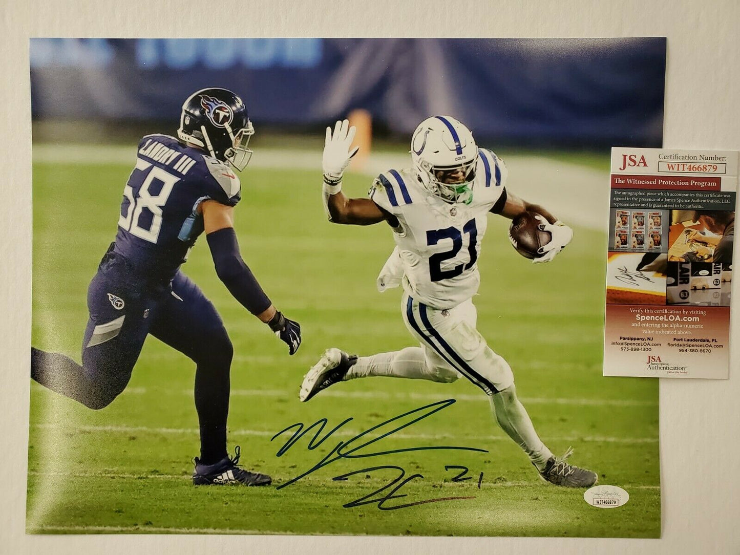 MVP Authentics Indianapolis Colts Nyheim Hines Autographed Signed 11X14 Photo Jsa Coa 71.10 sports jersey framing , jersey framing