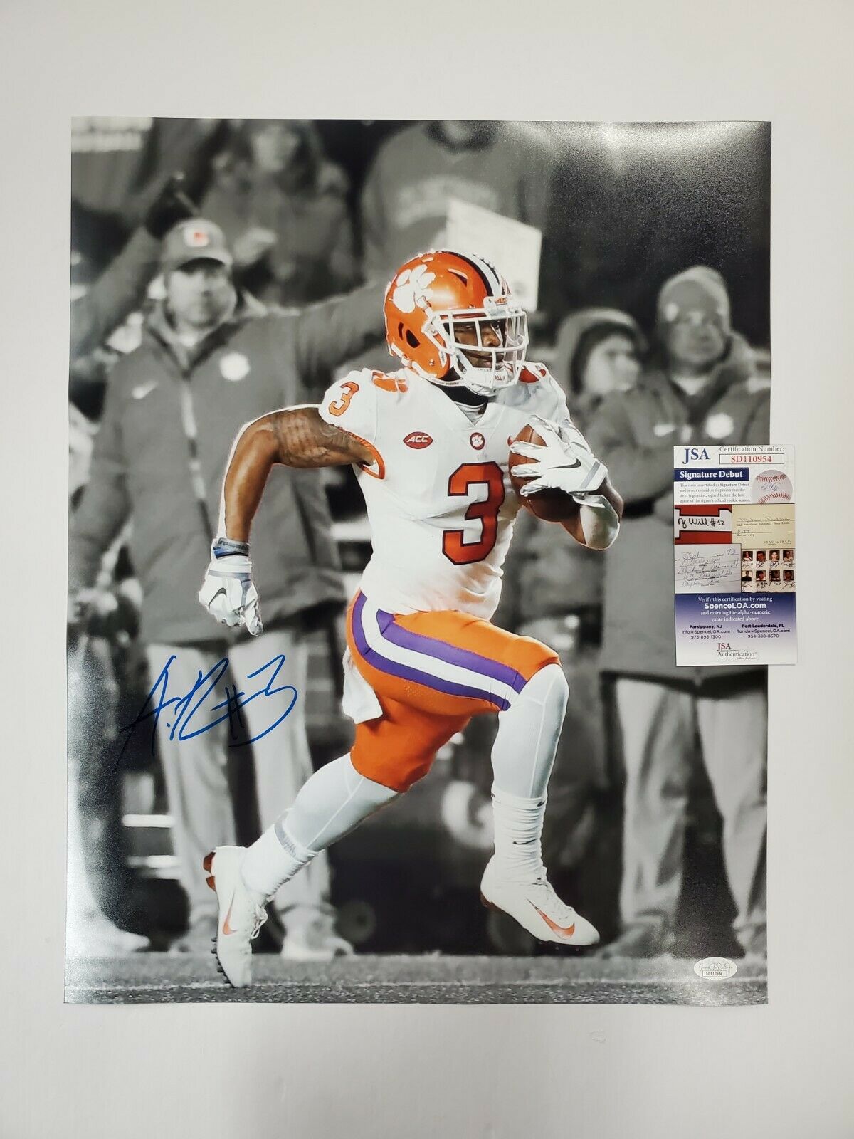 MVP Authentics Clemson Tigers Amari Rodgers Autographed Signed 16X20 Photo Jsa Coa 89.10 sports jersey framing , jersey framing
