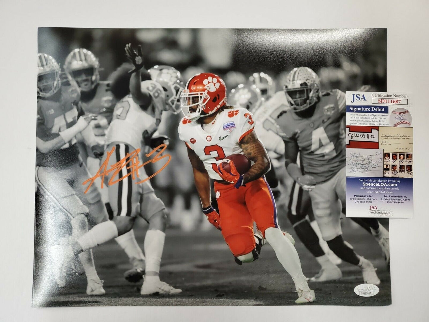 MVP Authentics Clemson Tigers Amari Rodgers Autographed Signed 11X14 Photo Jsa Coa 71.10 sports jersey framing , jersey framing