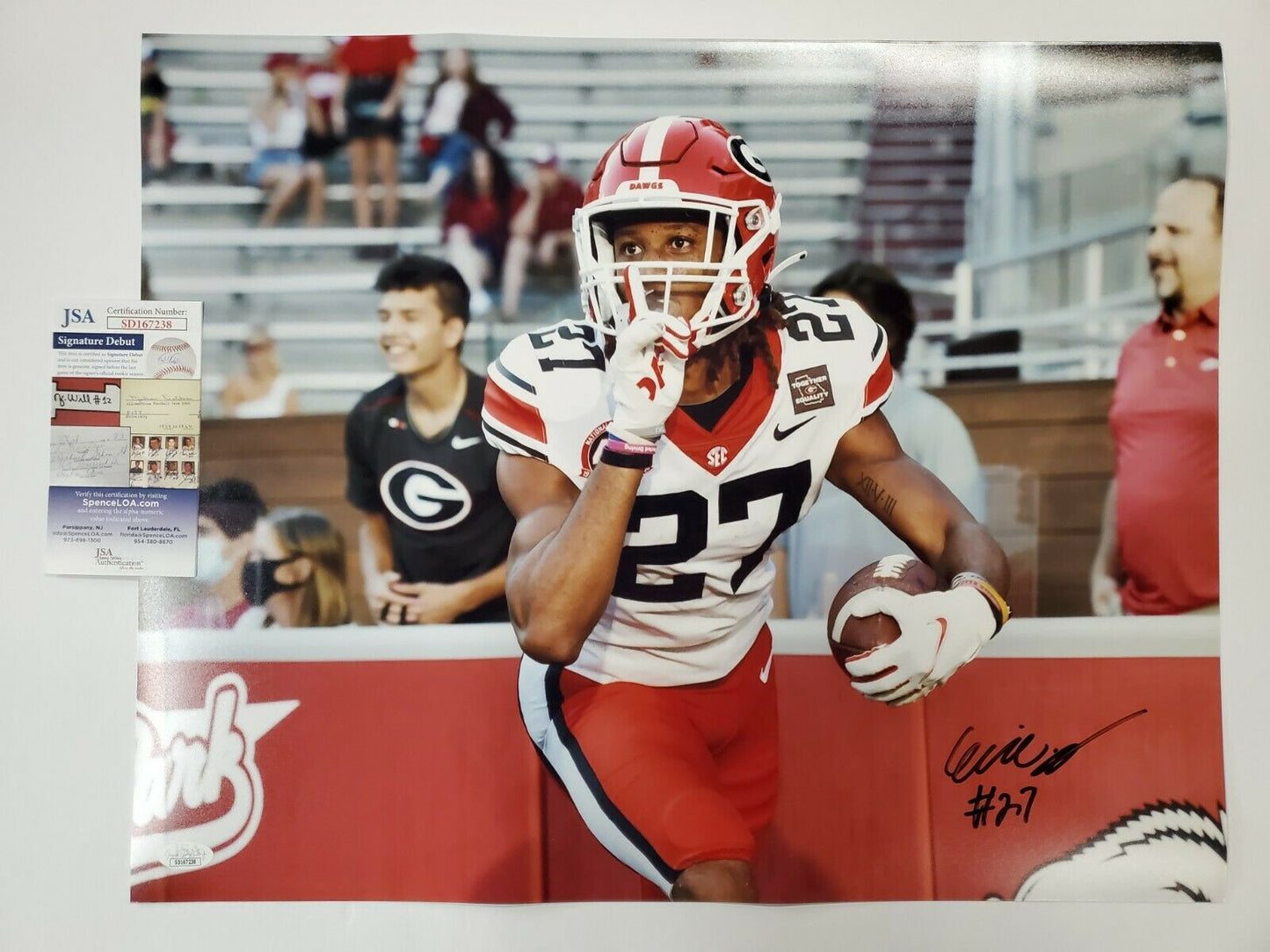 MVP Authentics Georgia Bulldogs Eric Stokes Autographed Signed 16X20 Photo Jsa Coa 89.10 sports jersey framing , jersey framing