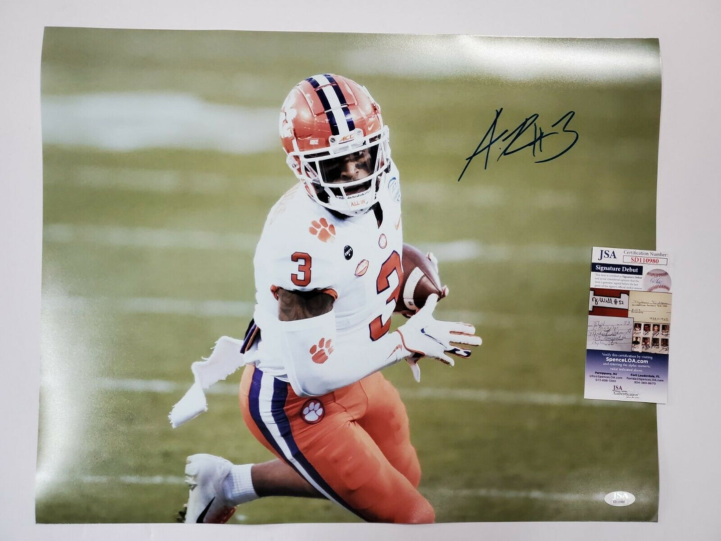 MVP Authentics Clemson Tigers Amari Rodgers Autographed Signed 16X20 Photo Jsa Coa 89.10 sports jersey framing , jersey framing