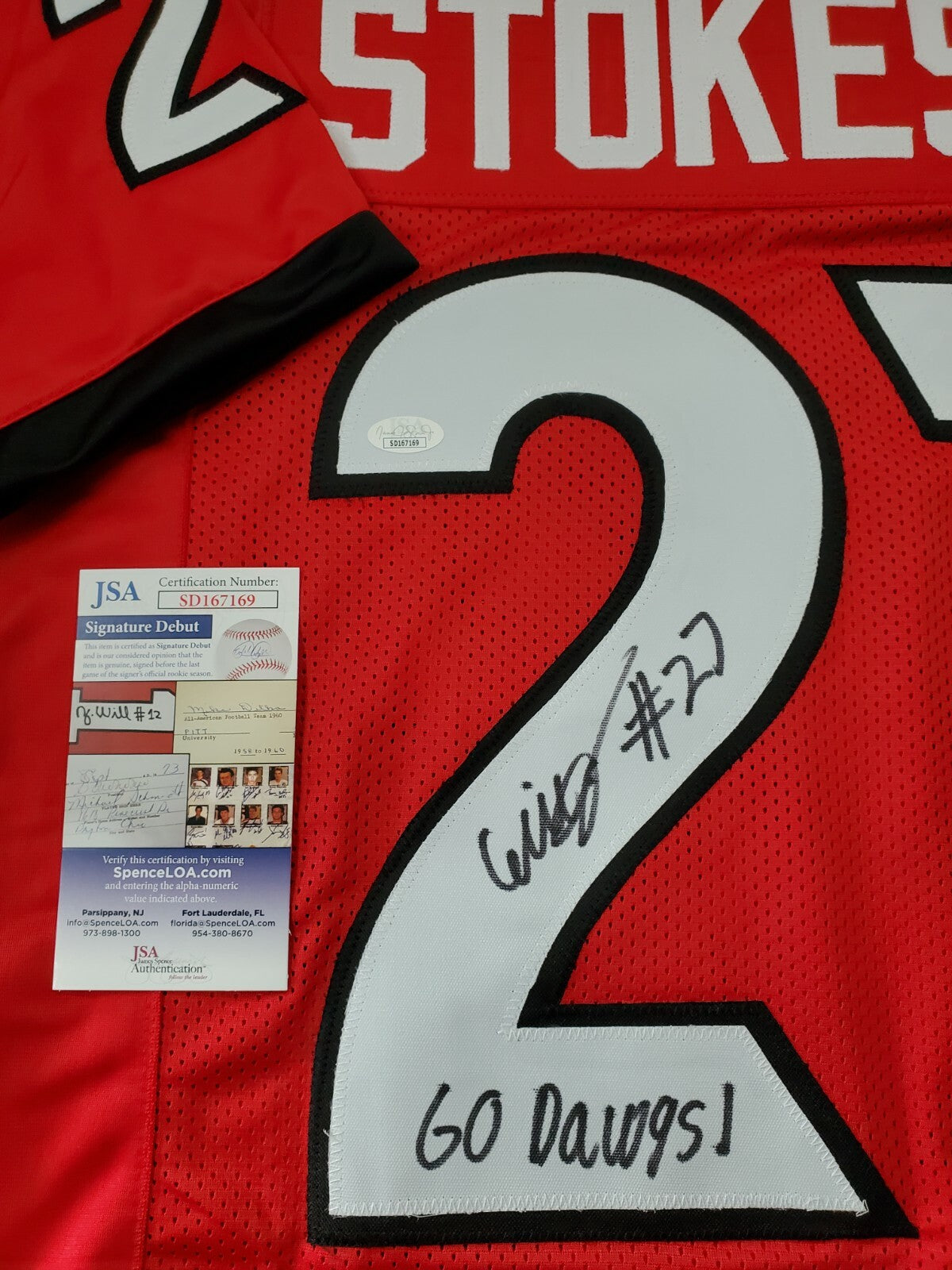 Georgia Bulldogs Eric Stokes Autographed Signed Inscribed Jersey Jsa  Coa