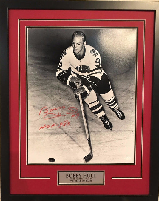 Bobby Hull Framed Signed Inscribed Chicago Blackhawks 16X20 Photo Jsa Coa