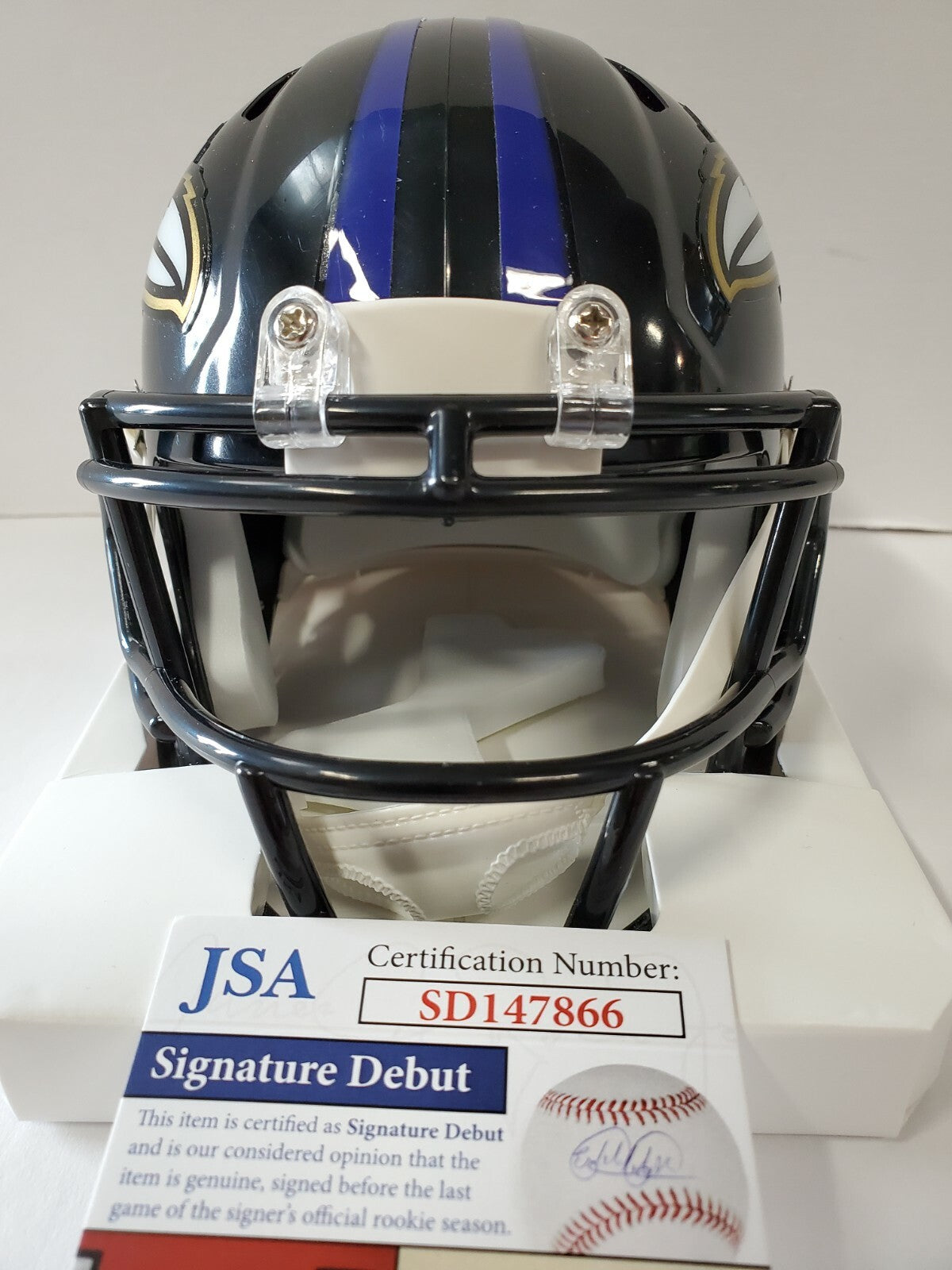 Baltimore Ravens Odafe Jayson Oweh Autographed Speed Mini Helmet Jsa Coa