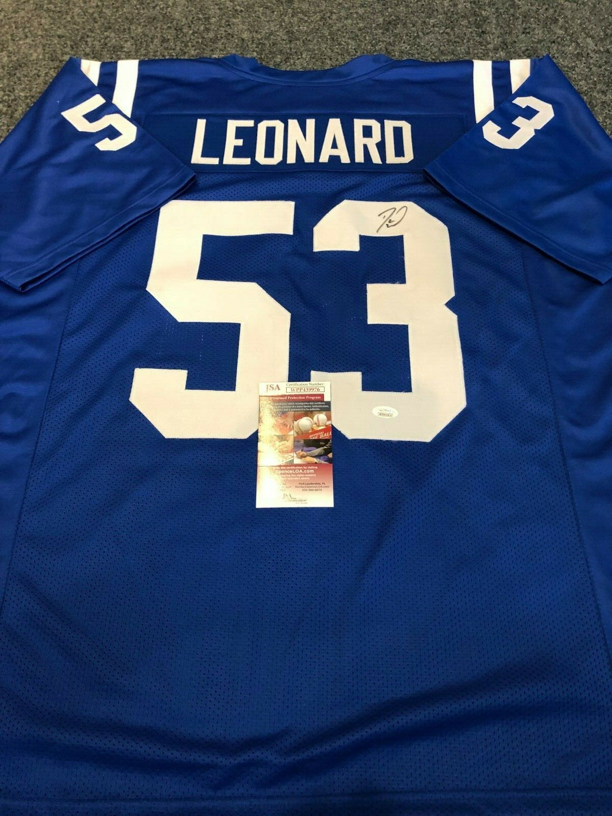 Indianapolis Colts Darius Leonard Autographed Signed Jersey Jsa Coa