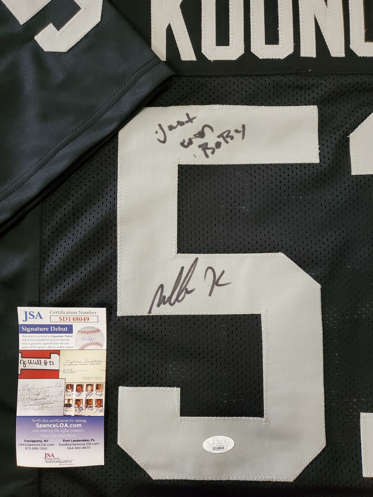 Las Vegas Raiders Malcolm Koonce Autographed Inscribed Jersey Jsa Coa