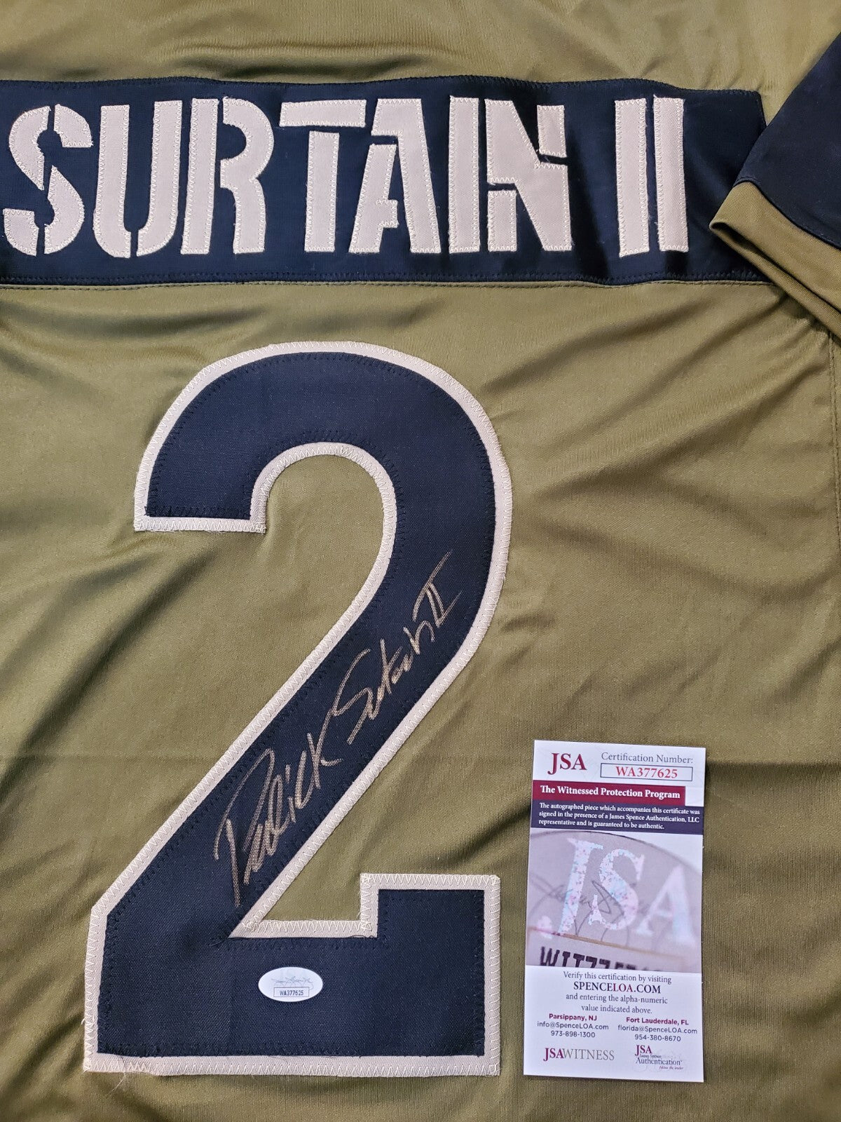 Denver Broncos Patrick Surtain Ii Autographed Signed Salute Jersey Jsa  Coa