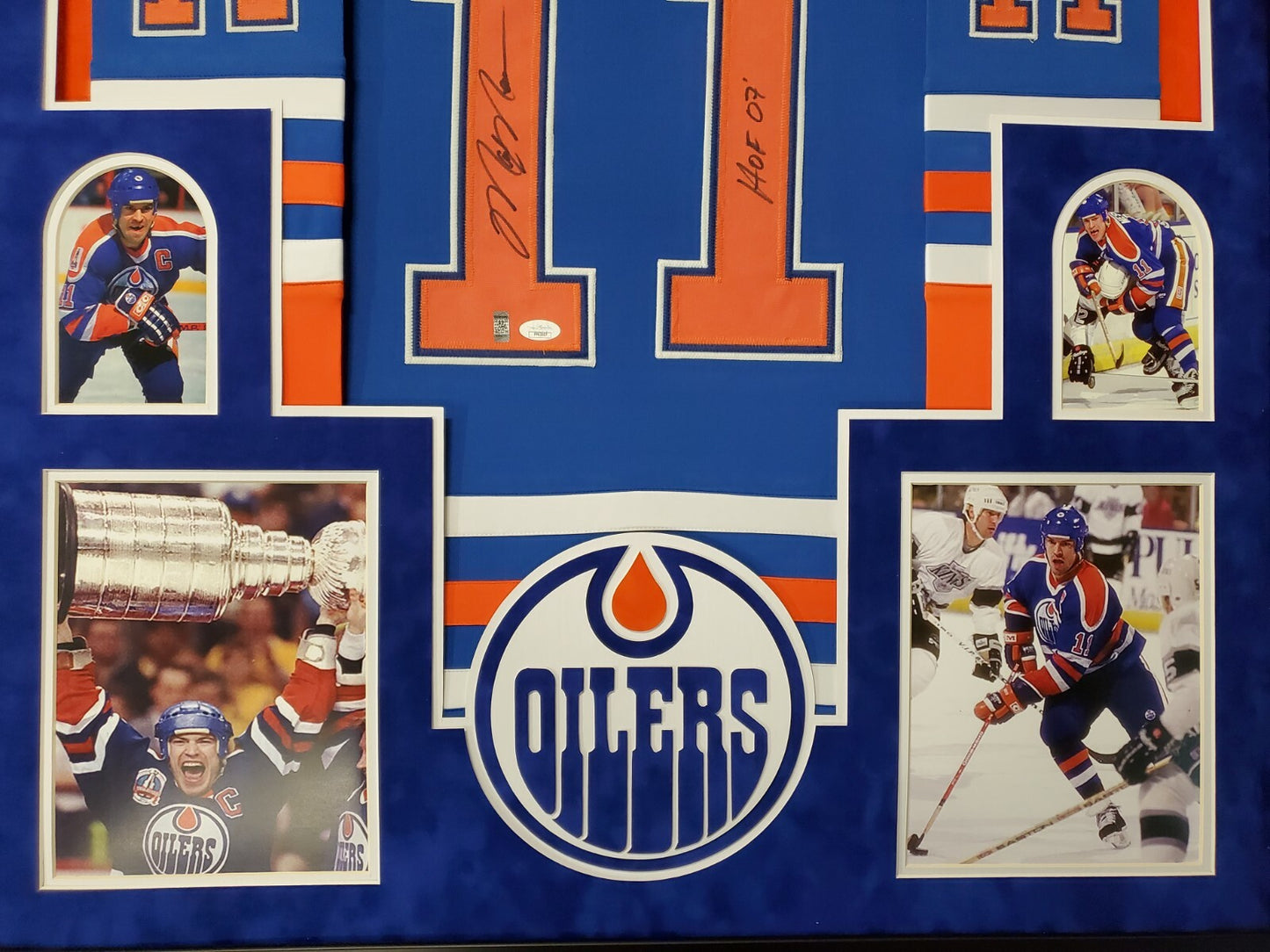 Framed Edmonton Oilers Mark Messier Signed Jersey Jsa/Collectible Exch. Dual Coa