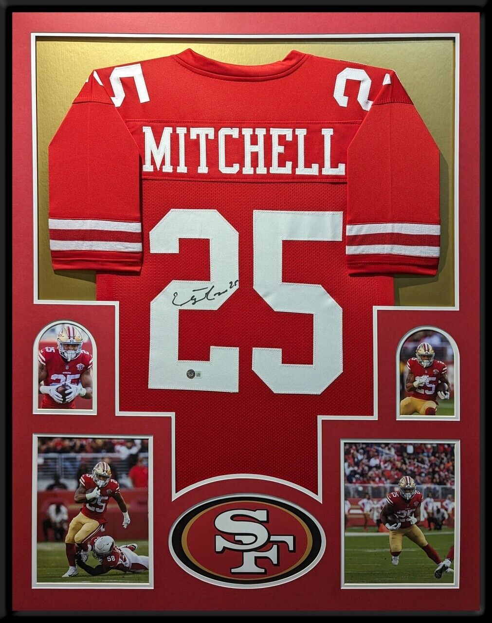 MVP Authentics Framed San Francisco 49Ers Elijah Mitchell Autographed Jersey Beckett Holo 360 sports jersey framing , jersey framing