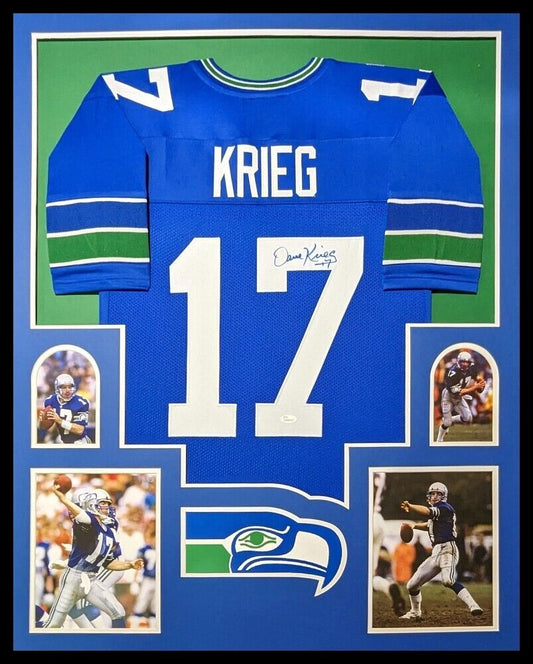MVP Authentics Framed Seattle Seahawks Dave Krieg Autographed Signed Jersey Jsa Coa 450 sports jersey framing , jersey framing