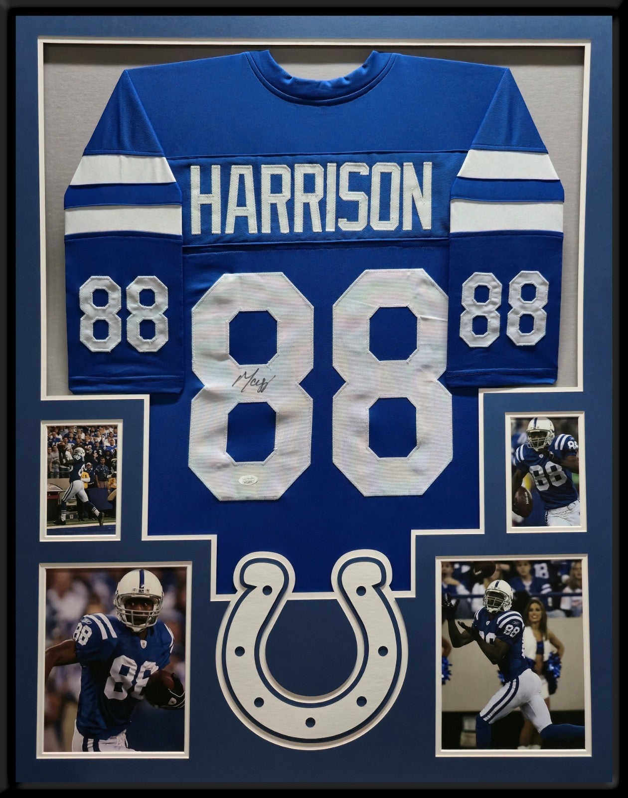 Framed Indianapolis Colts Marvin Harrison Signed Jersey Jsa Coa