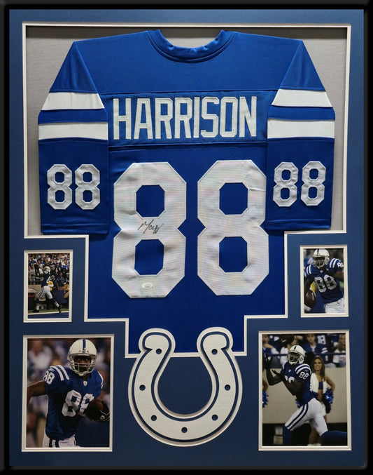Framed Indianapolis Colts Marvin Harrison Signed Jersey Jsa Coa
