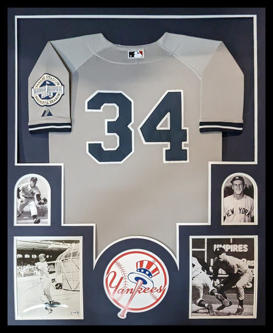 Framed New York Yankees Tony Kubek Jersey Display With Signed 8X10