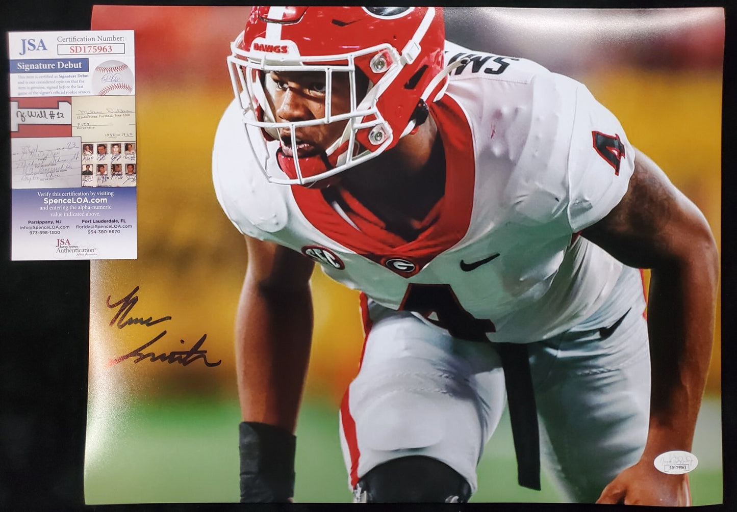 Georgia Bulldogs Nolan Smith Jr Autographed Signed 11X14 Photo Jsa Coa