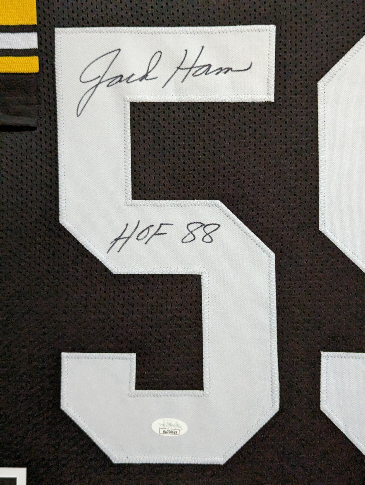 Framed Jack Ham Autographed Signed Insc Pittsburgh Steelers Stat Jersey Jsa Coa