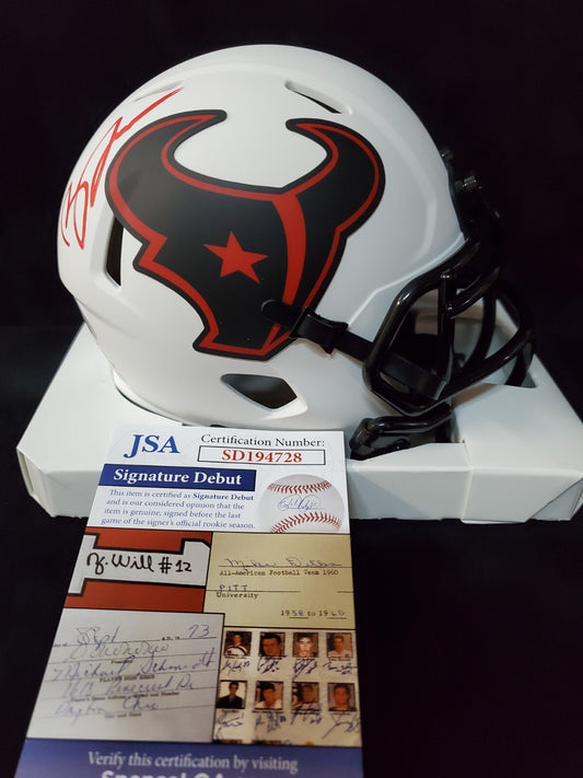 Houston Texans Brevin Jordan Signed Lunar Mini Helmet Jsa Coa