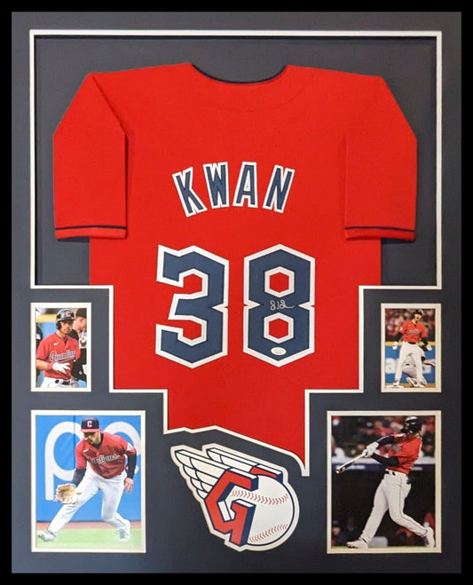 MVP Authentics Framed Cleveland Guardians Steven Kwan Autographed Signed Jersey Jsa Coa 585 sports jersey framing , jersey framing