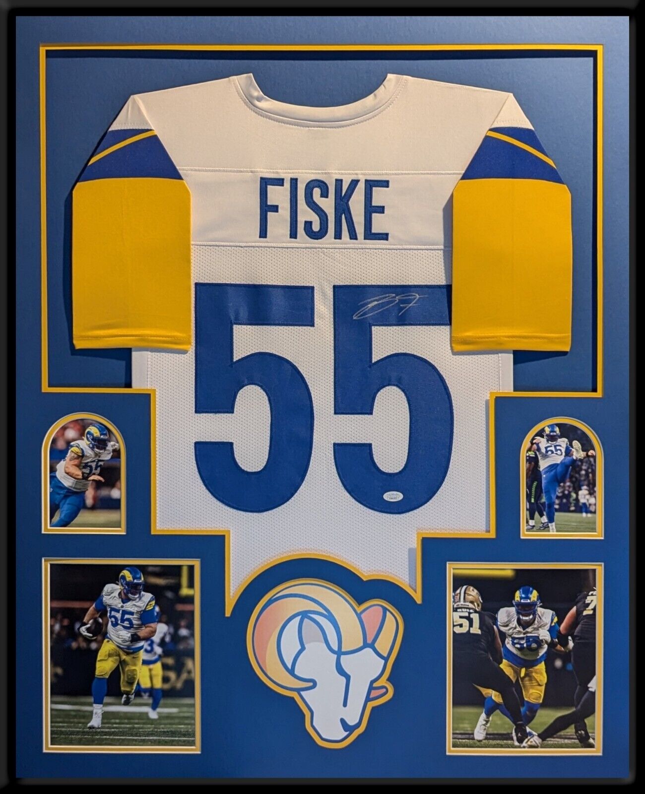 Custom Framed Los Angeles Rams Braden Fiske Autographed Signed Jersey Jsa Coa