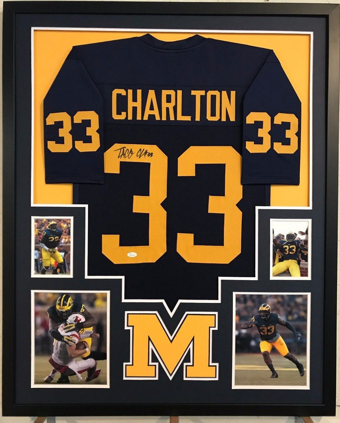 Framed Taco Charlton Autographed Signed Michigan Wolverines Jersey Jsa Coa