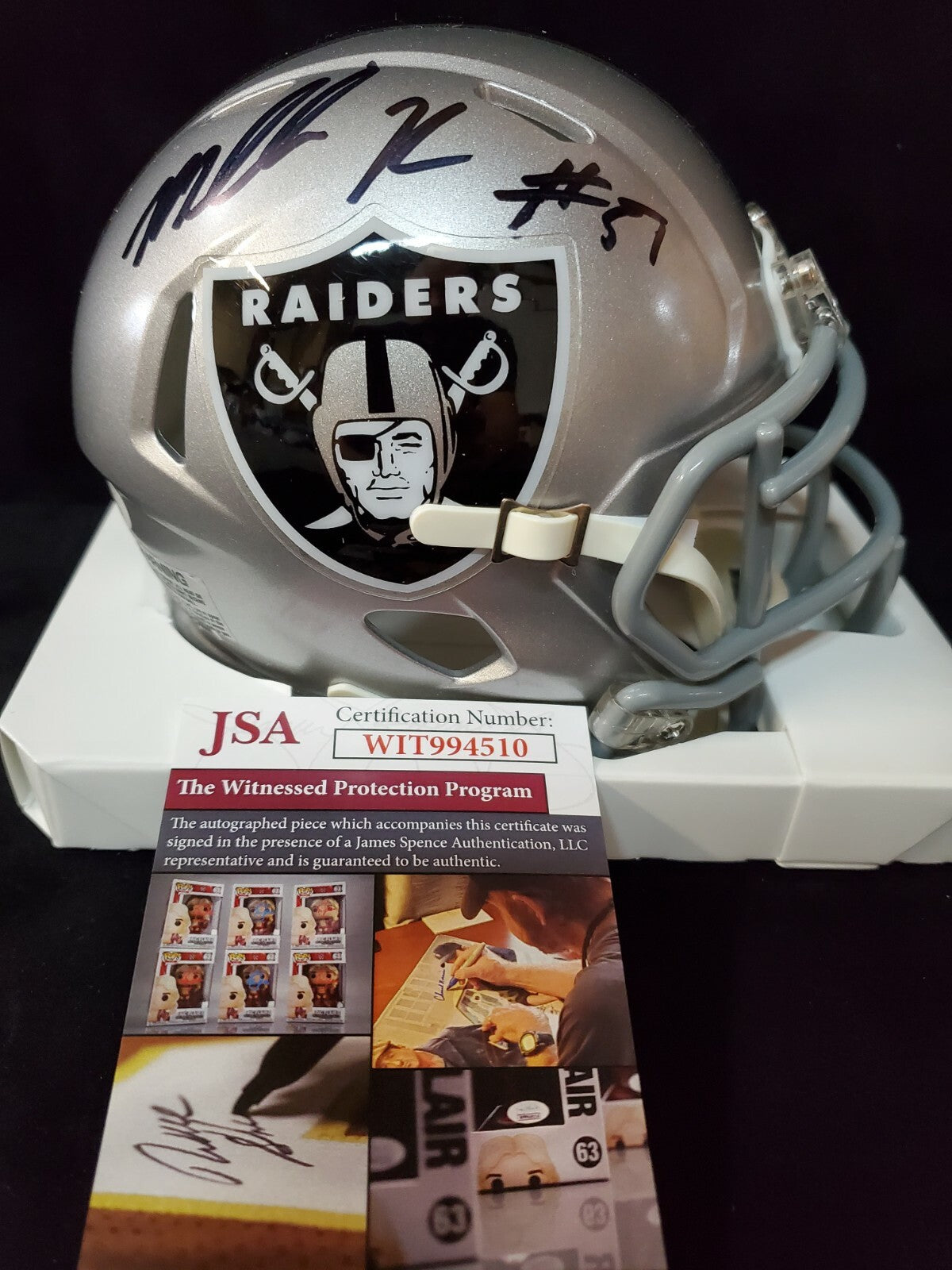 Las Vegas Raiders Malcolm Koonce Autographed Signed Speed Mini Helmet Jsa Coa