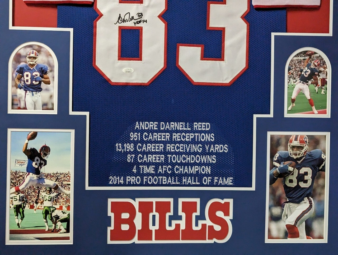 Framed Buffalo Bills Andre Reed Autographed Signed Inscribed Stat Jersey Jsa Coa