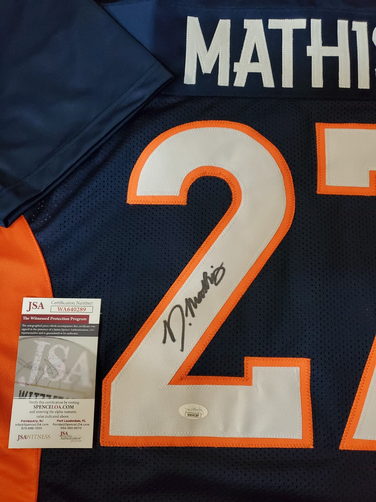 Denver Broncos Damarri Mathis Autographed Signed Jersey Jsa Coa