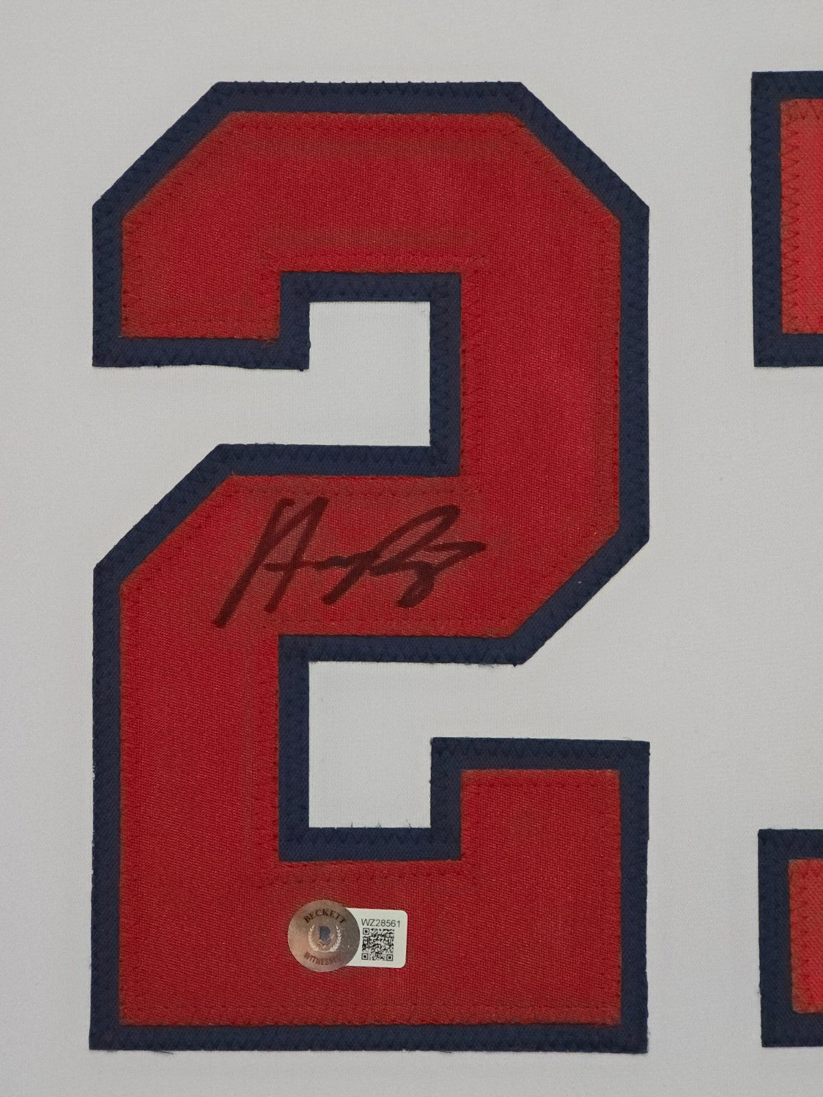 Framed Atlanta Braves Austin Riley Autographed Jersey Beckett Hologram