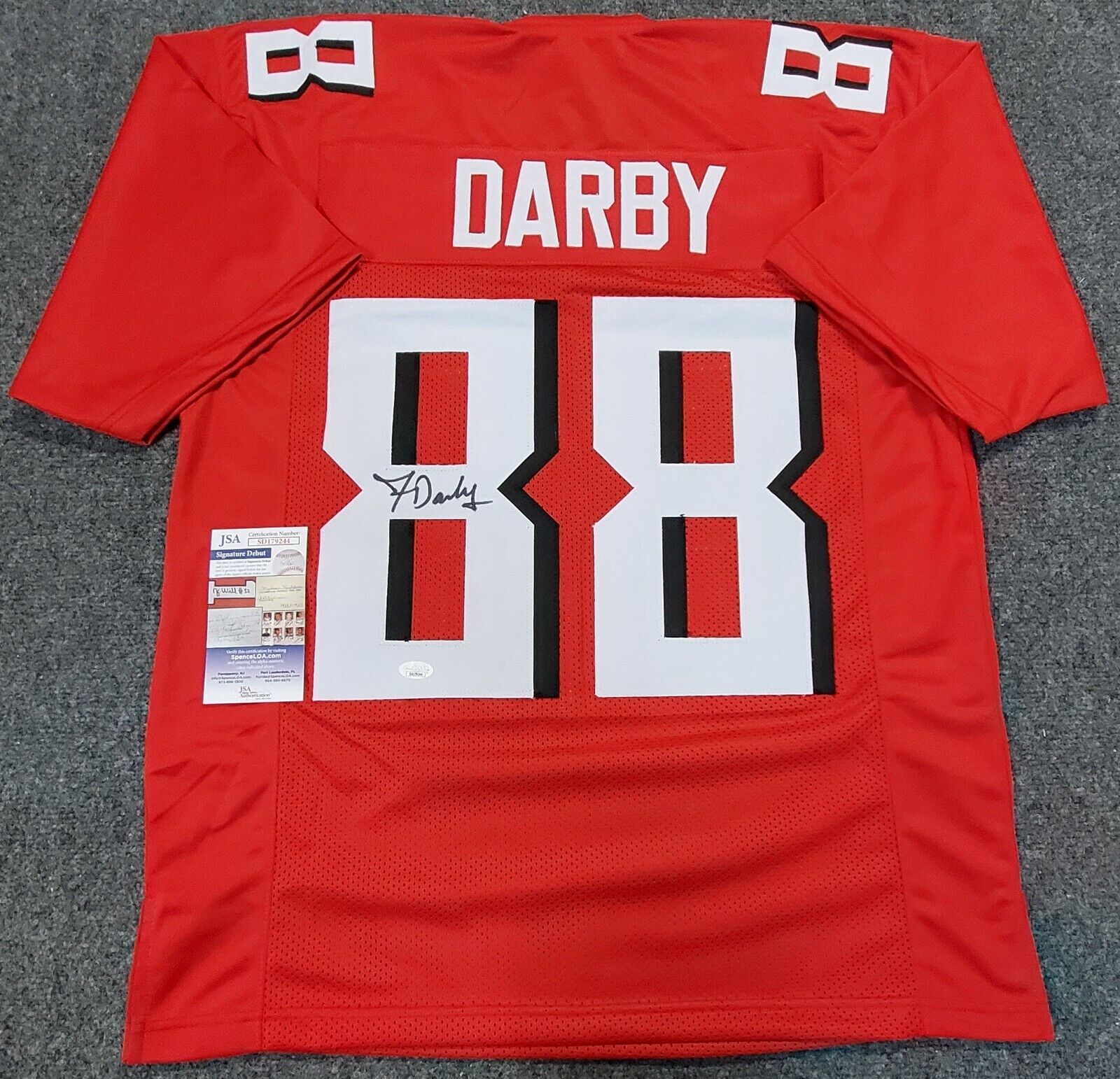 MVP Authentics Atlanta Falcons Frank Darby Autographed Signed Jersey Jsa Coa 98.10 sports jersey framing , jersey framing