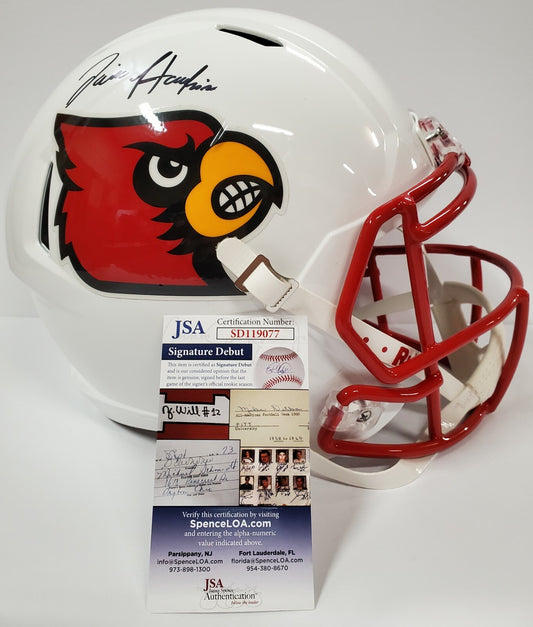 Javian Hawkins Signed Louisville Cardinals Replica Full Sz Speed Helmet Jsa Coa