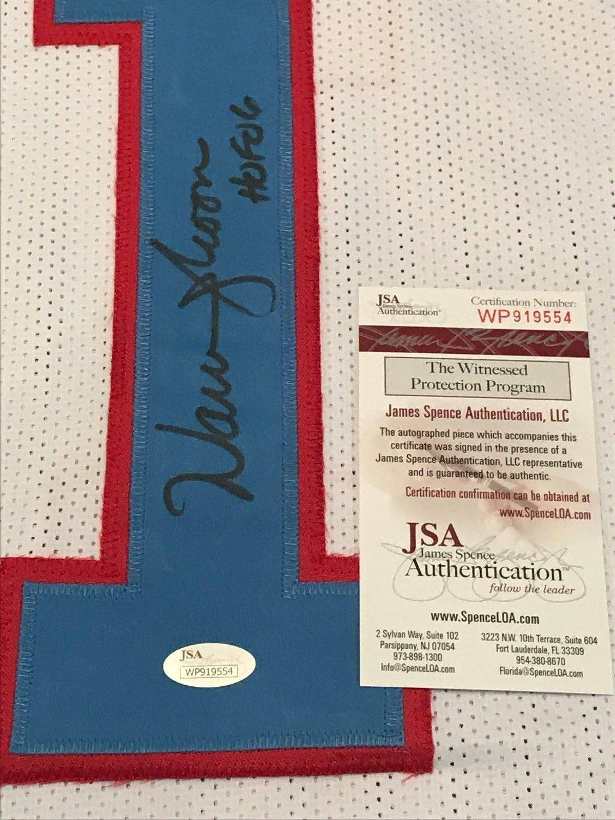 Houston Oilers Warren Moon Autographed Signed Inscribed Jersey Jsa  Coa