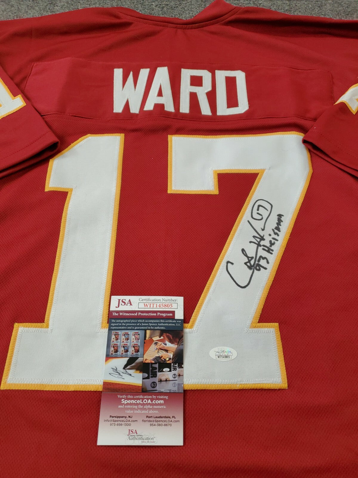 Florida State Seminoles Charlie Ward Autographed Signed Inscribed Jersey Bas Coa