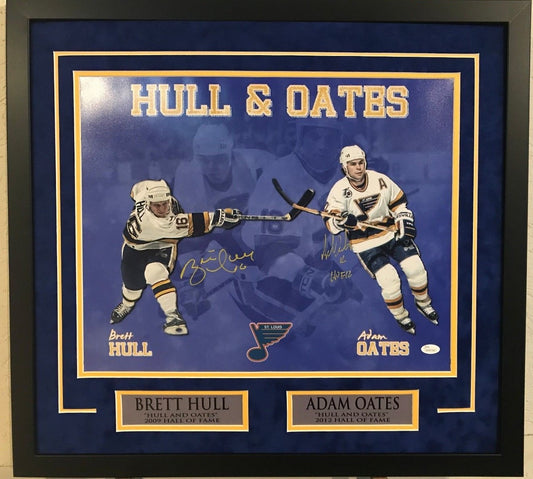Brett Hull & Adam Oates Framed Signed Insc St. Louis Blues 16X20 Photo Jsa Coa