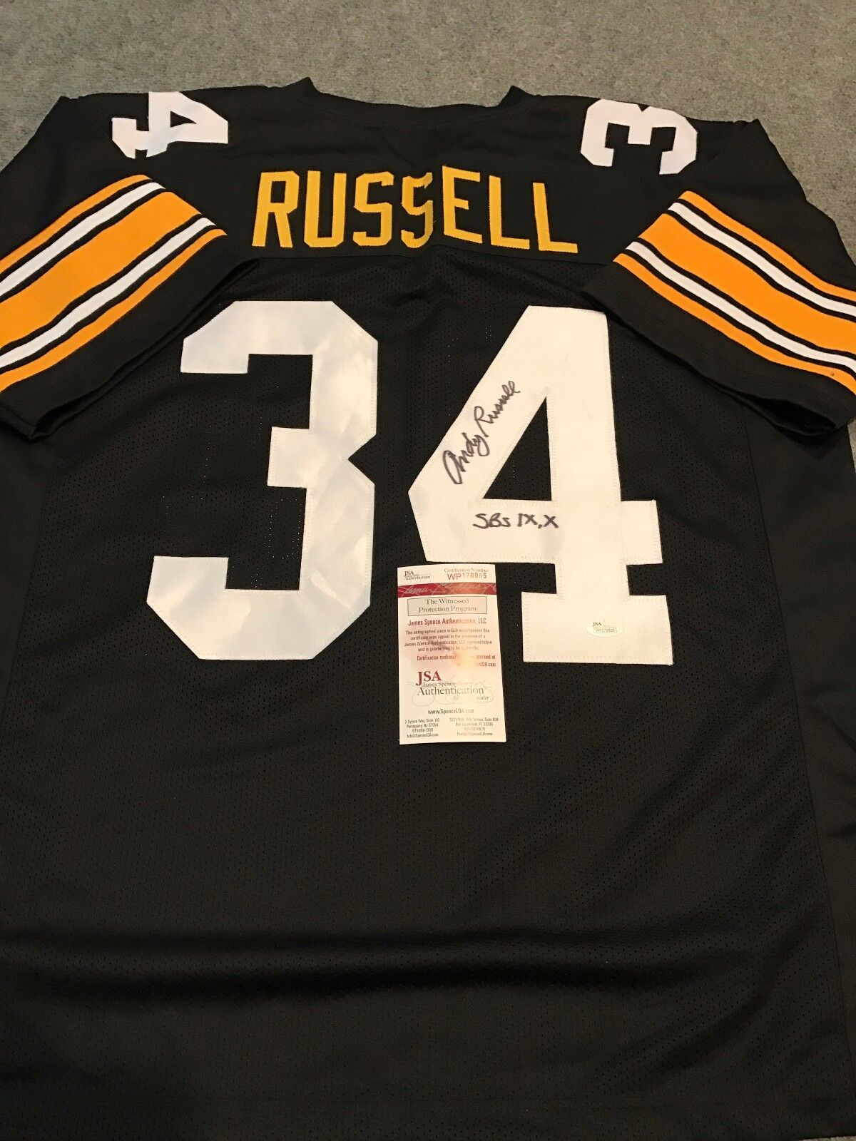 MVP Authentics Pittsburgh Steelers Andy Russell Autographed Signed Incscribed Jersey Jsa Coa 108 sports jersey framing , jersey framing