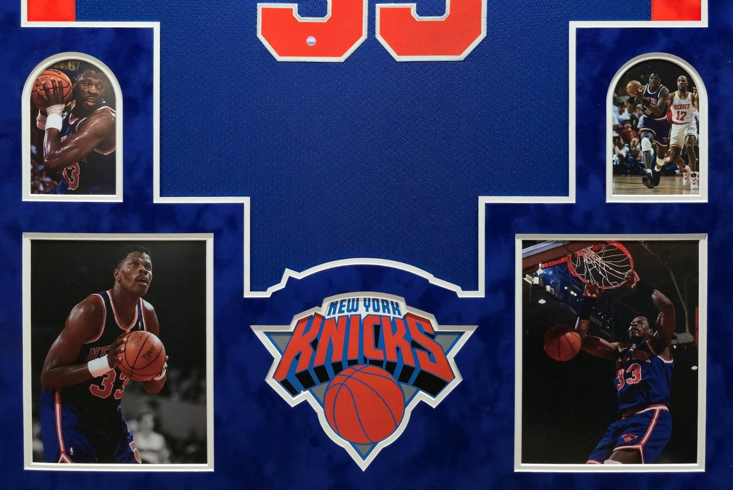 Suede Framed New York Knicks Patrick Ewing Autographed Jersey Steiner Hologram