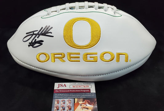 Oregon Ducks Jevon Holland Autographed Signed Logo Football Jsa Coa