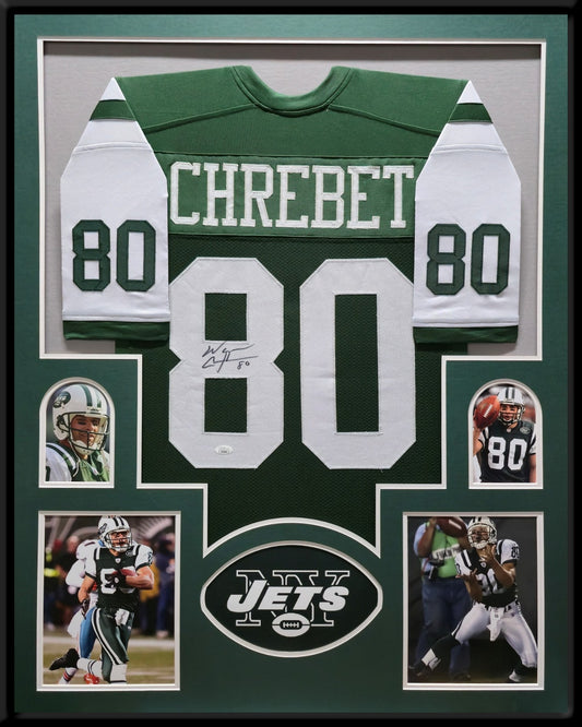 Framed New York Jets Wayne Chrebet Autographed Signed Jersey Jsa Coa